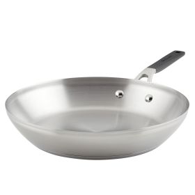 Stainless Steel 12 Inch Induction Frying Pan Metal Utensil and Dishwasher Safe, Brushed Stainless Steel Stainless Steel 12 Inch Induction Frying Pan Metal Utensil and Dishwasher Safe, Brushed Stainless Steel