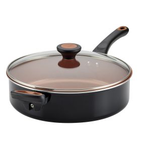 Glide Copper 4 Quart Ceramic Nonstick Saute Pan with Tempered Glass Lid and Helper Handle, Dishwasher Safe, Black Glide Copper 4 Quart Ceramic Nonstick Saute Pan with Tempered Glass Lid and Helper Handle, Dishwasher Safe, Black
